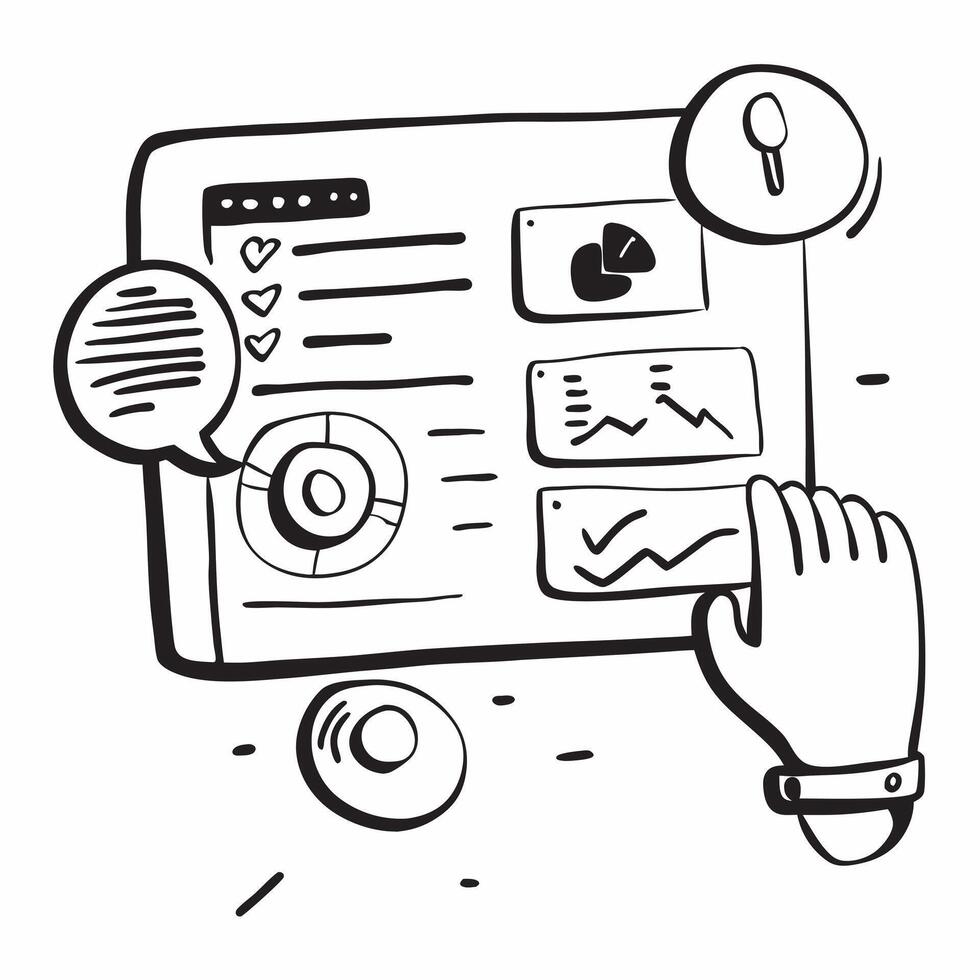 Clean CRM dashboard and contact icon with copy space on a white background concept as A illustration of a CRM dashboard with a contact icon and ample copy space on a white backgro vector
