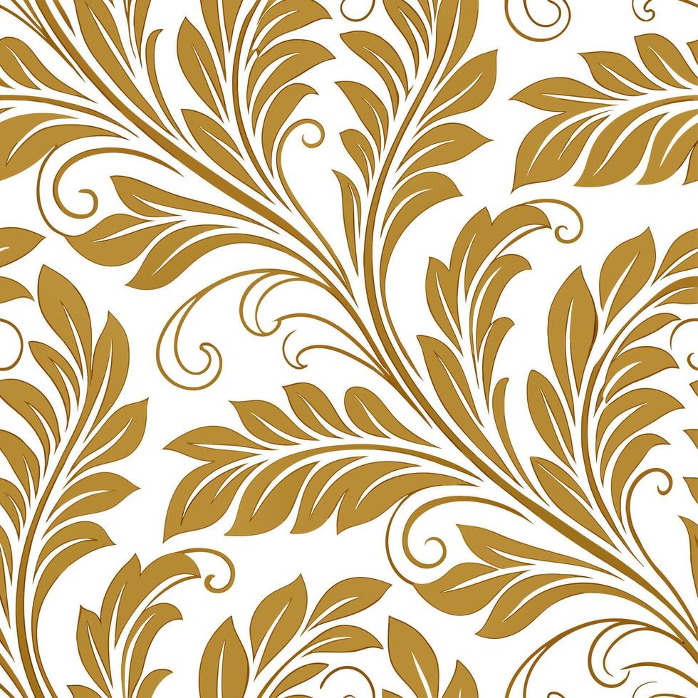 Clean Create a seamless pattern with Baroque scrollwork and acanthus leaves in gold and cream hues concept as Design a seamless pattern featuring Baroque style scrolls and acanthus leave vector