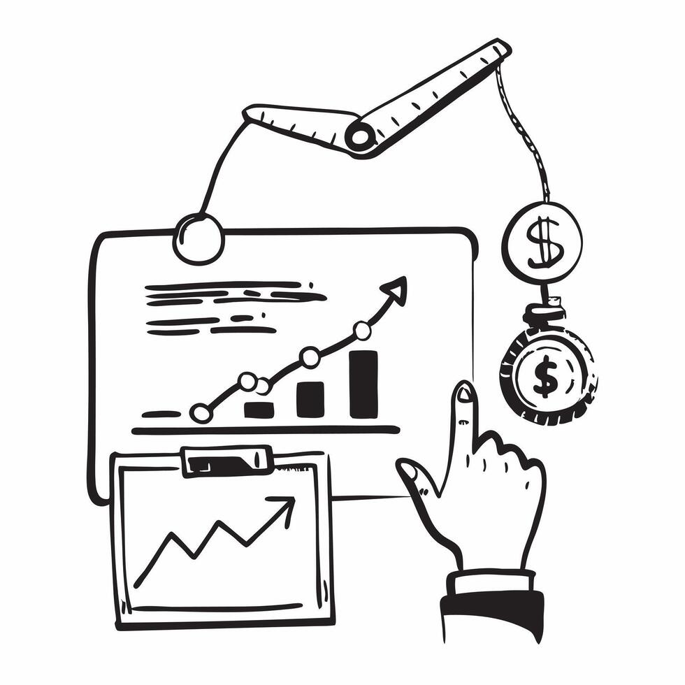 Clean Crane and a financial growth chart symbolizing capital in logistics in double exposure with copy space concept as A crane blended with a financial growth chart representing capita vector