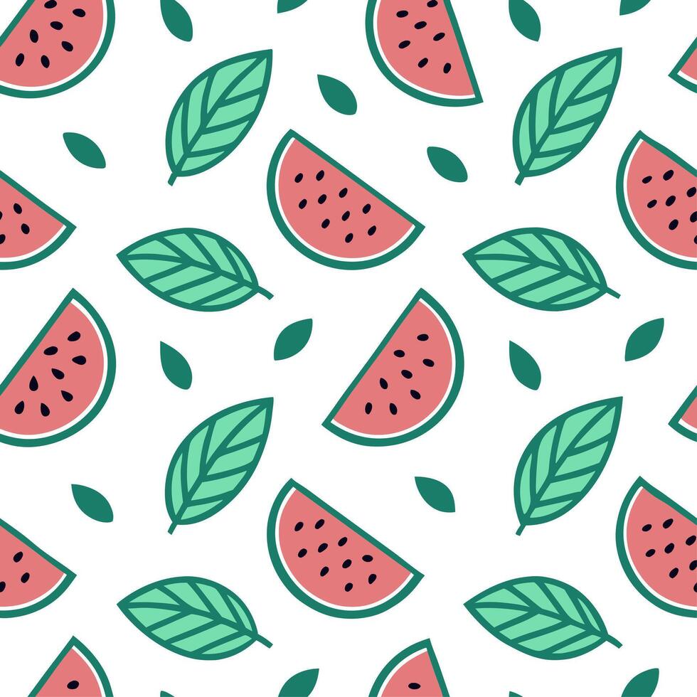 Clean Cool and refreshing watermelon mint seamless tile pattern with a splash of green and pink hues concept as Watermelon and mint combine for a refreshing seamless tile pattern with co vector