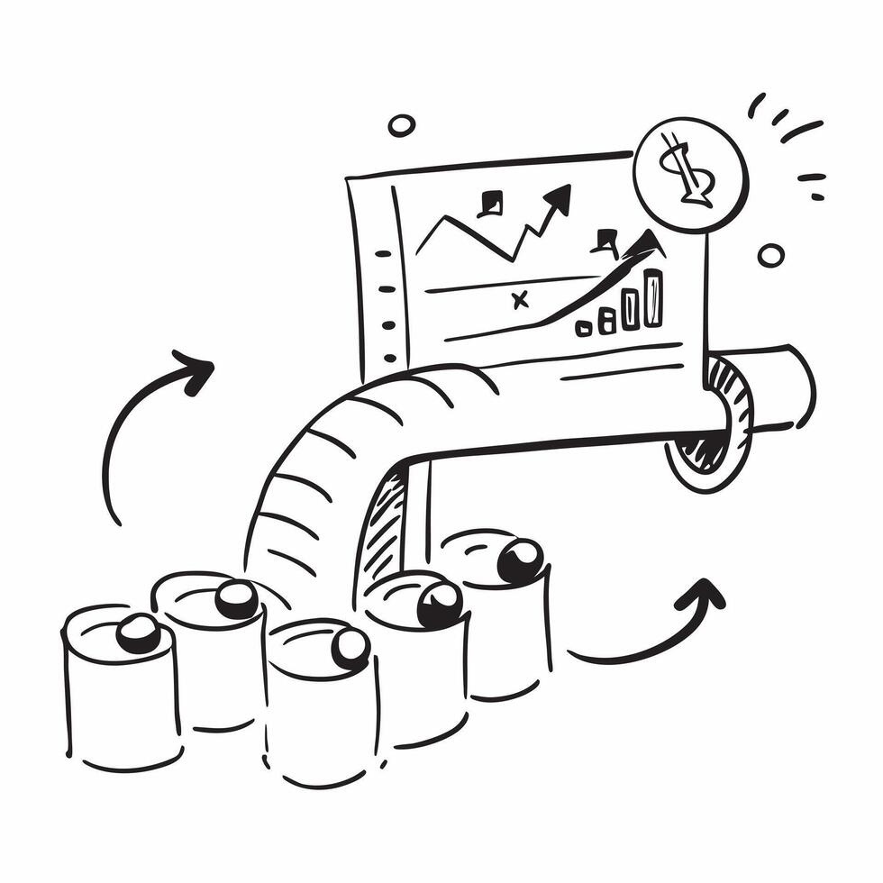 Clean Conveyor belt and a profit margin chart symbolizing profit management in distribution in double exposure with copy space concept as A conveyor belt blended with a profit margin ch vector