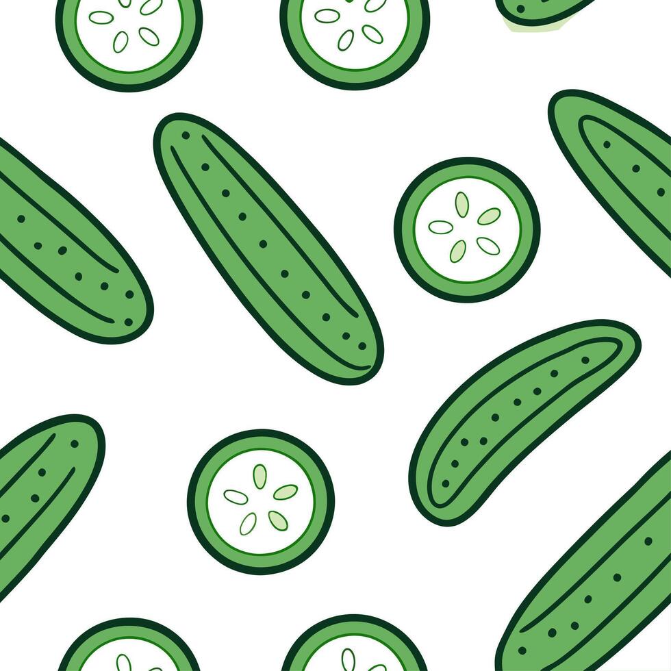 Clean Cool cucumber seamless tile pattern with green tones perfect for a refreshing summer vibe concept as Cool green cucumber with fresh tones creates a seamless tile pattern perfect fo vector
