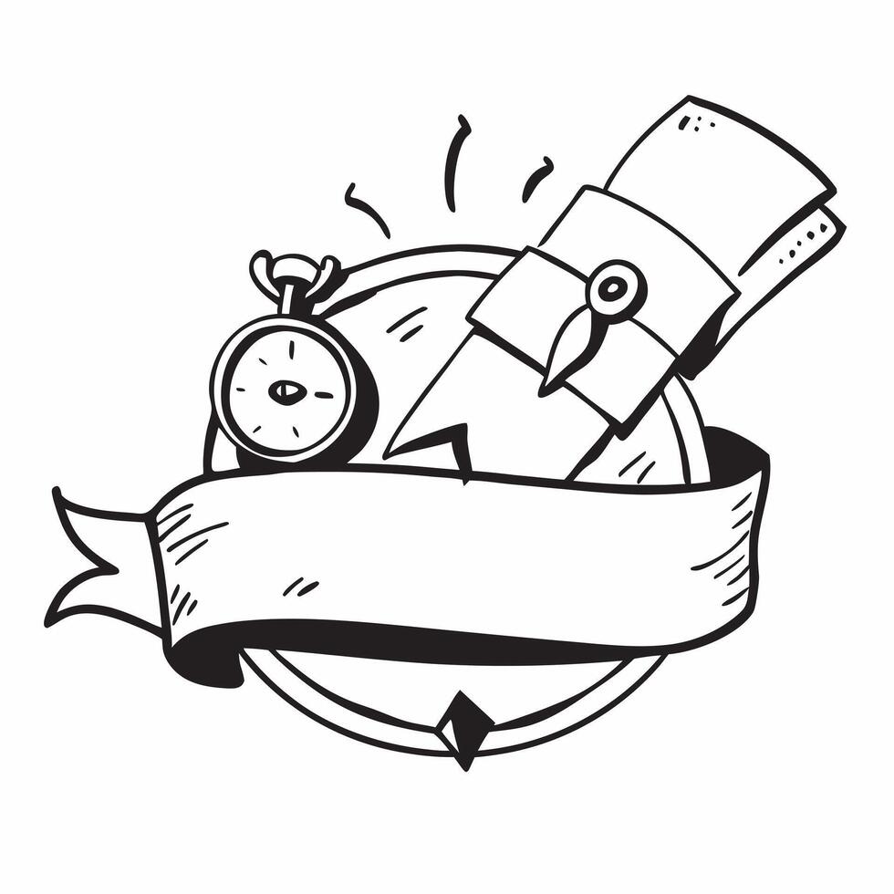 Clean Compass and backpack icon with blank area for customizable text concept as A creative depiction of a compass and backpack icon featuring a blank area for customizable text ideal fo vector