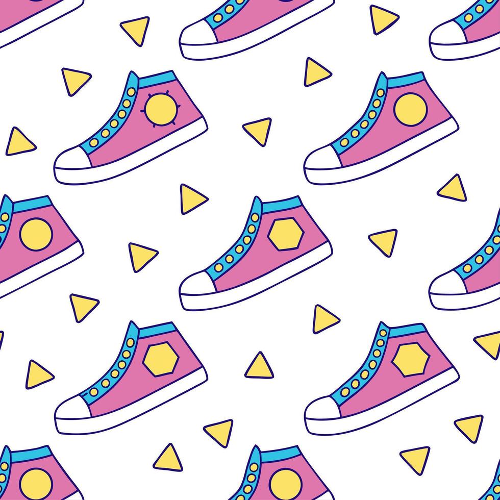 Clean Colorful retro polygon seamless tiles lively hues on white background great for fabric design concept as Creating colorful seamless tile with retro polygons in lively hues on white vector