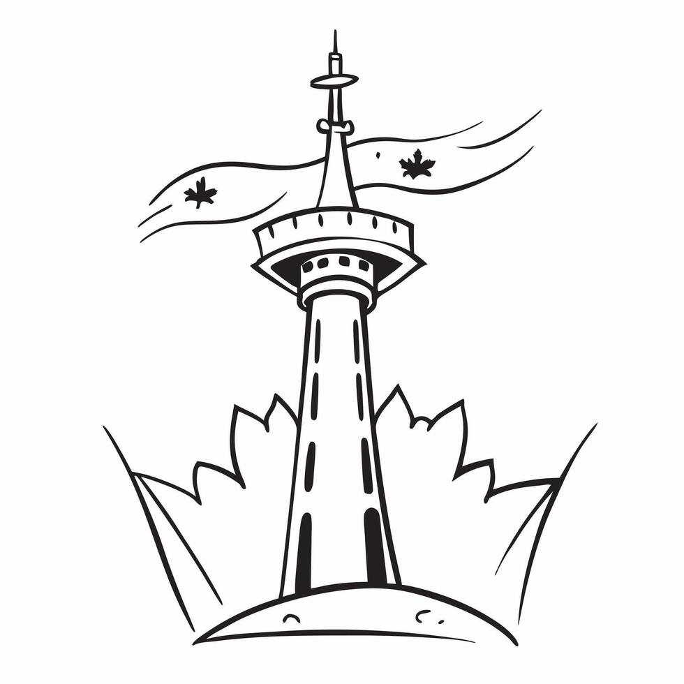 Clean CN Tower and a Canadian flag symbolizing modernity and national pride with ample space for text concept as The CN Tower with a Canadian flag representing modernity and the nationa vector
