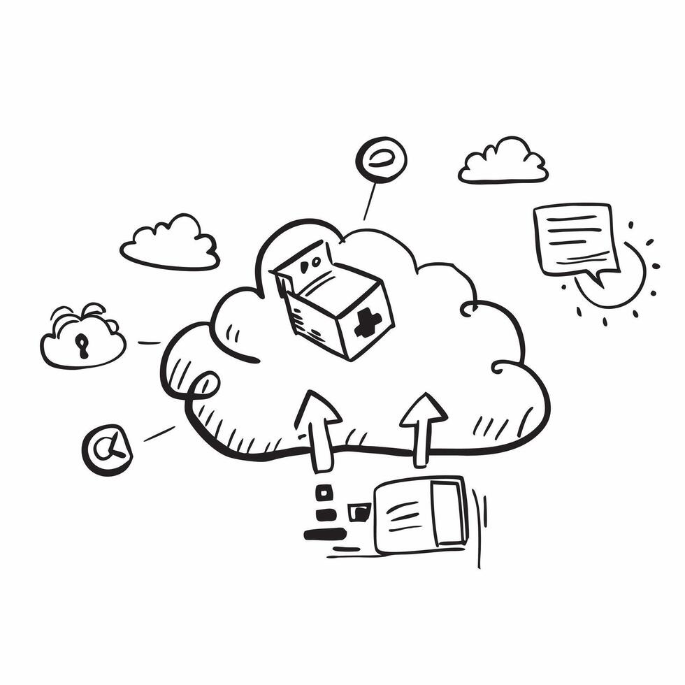 Clean Cloud service illustration with copy space for business reports concept as A visually appealing cloud service illustration with copy space designed to enhance business reports and Set 3 vector