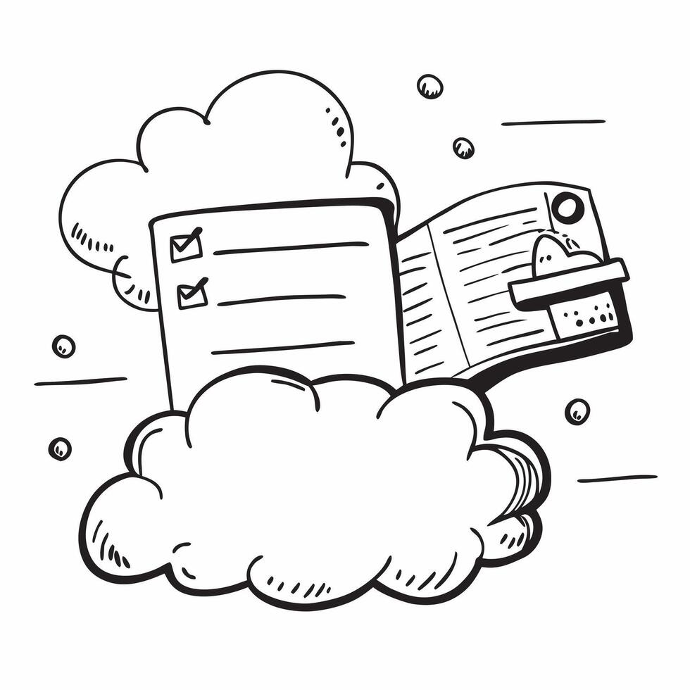 Clean Cloud service illustration with blank area for customizable text concept as A creative depiction of a cloud service illustration featuring a blank area for customizable text ideal vector