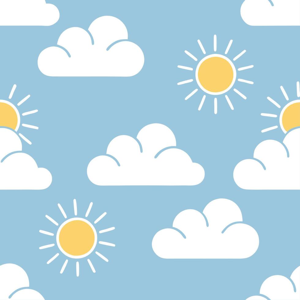 Clean Clear blue sky seamless tile pattern with soft clouds and bright sunlight symbolizing a new day in spring concept as Clear blue skies with soft clouds and bright sunlight create a vector