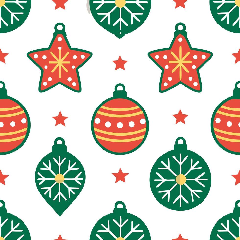 Clean Classic Christmas ornament seamless tile pattern with vibrant colors and festive designs concept as Vibrant Christmas ornaments create a classic seamless tile pattern with festive vector