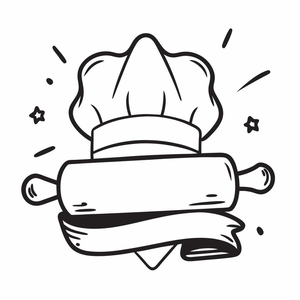 Clean Chef hat and rolling pin icon with copy space for kitchen promotions concept as A modern chef hat and rolling pin icon design with generous copy space perfect for enhancing kitchen vector