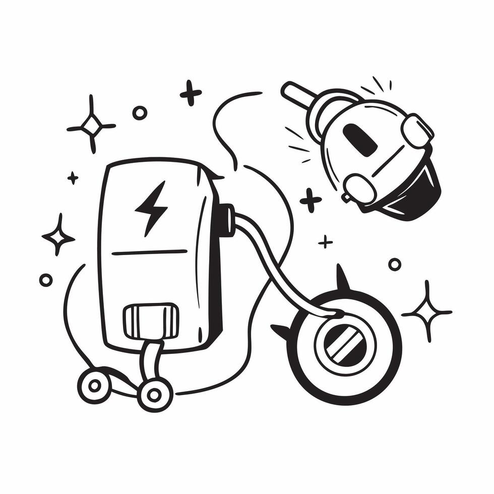 Clean Charging icon and an EV car symbolizing readiness and technology with ample space for text concept as A charging icon and an EV car representing readiness and technological advanc vector