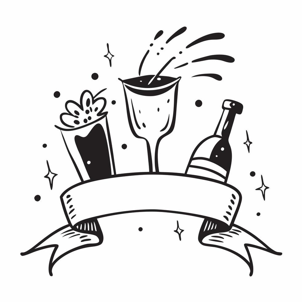 Clean Champagne bottle and a flute glass symbolizing celebration with ample space for text concept as A champagne bottle and a flute glass representing the spirit of celebration in fine vector