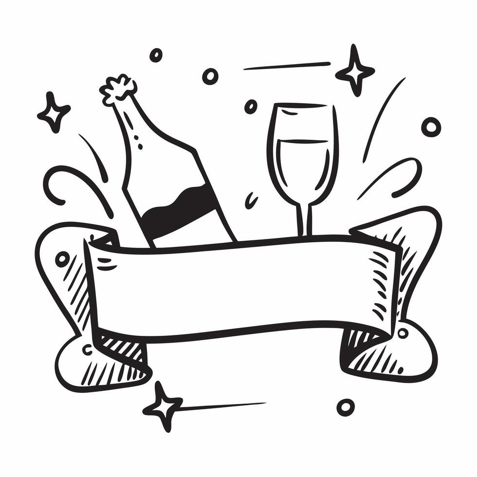 Clean Champagne glasses and bottle icon with space for text on a blue background concept as A sleek champagne glasses and bottle icon with ample space for text on a blue background suita vector