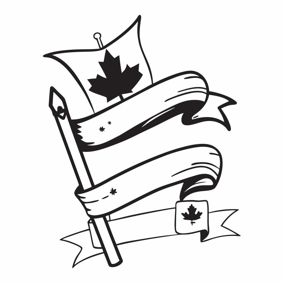 Clean Canadian flag and a ski pole symbolizing winter sports with ample space for text concept as A Canadian flag next to a ski pole representing the excitement of winter sports and act vector