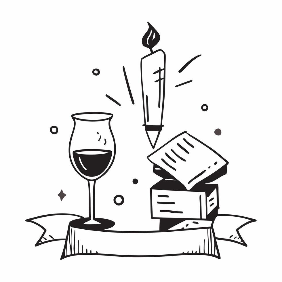 Clean Candle and wine glass icon with copy space for restaurant presentations concept as A modern candle and wine glass icon design with generous copy space perfect for enhancing restaur vector