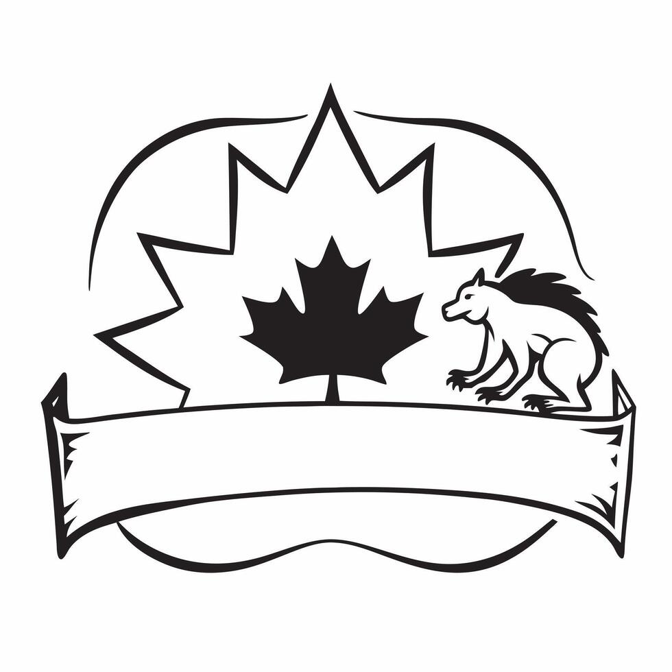 Clean Canadian flag and a bear symbolizing wildlife and nature with ample space for text concept as A Canadian flag with a silhouette of a bear representing the connection to wildlife a vector