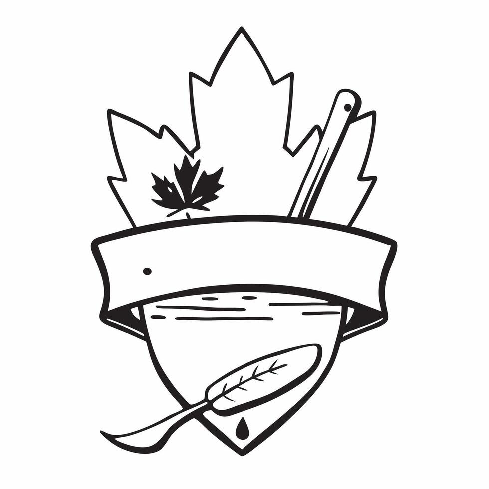 Clean Canadian flag and a campfire symbolizing outdoor culture with ample space for text concept as A Canadian flag next to a campfire representing the traditions and outdoor culture of vector