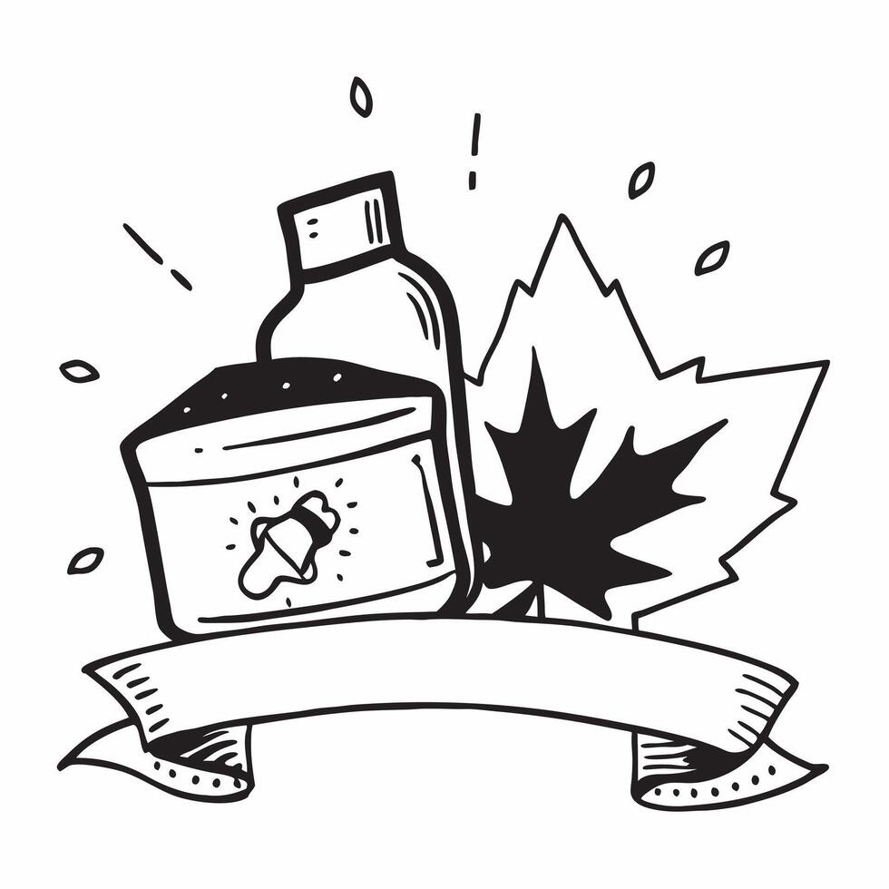 Clean Canadian flag and a bottle of maple syrup symbolizing tradition and cuisine with ample space for text concept as A Canadian flag next to a bottle of maple syrup representing the t vector