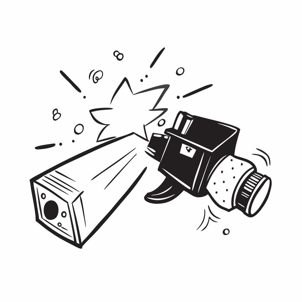 Clean Camera Flash and Diffuser concept as A camera flash with a diffuser and ample copy space symbolizing lighting techniques in photography in Photo Stock Concept vector
