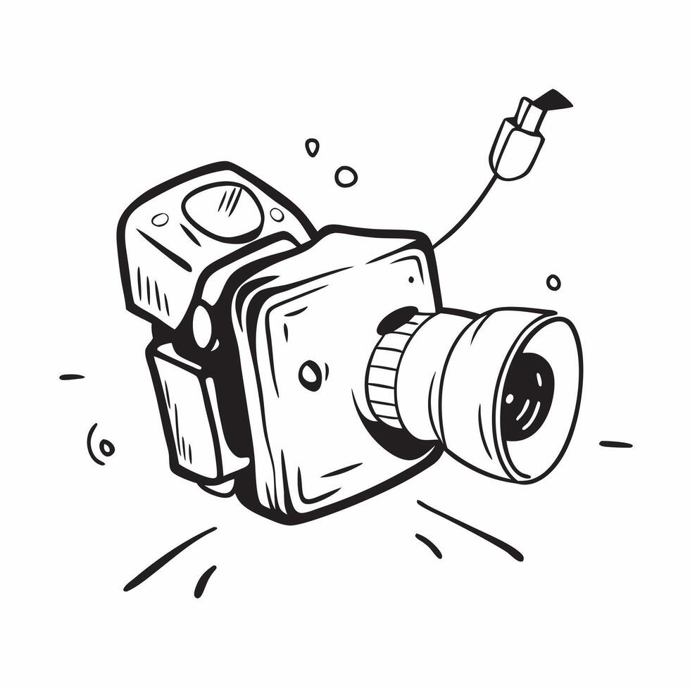 Clean Camera and Studio Light concept as A camera with a studio light and ample copy space representing professional lighting and studio photography in Photo Stock Concept vector