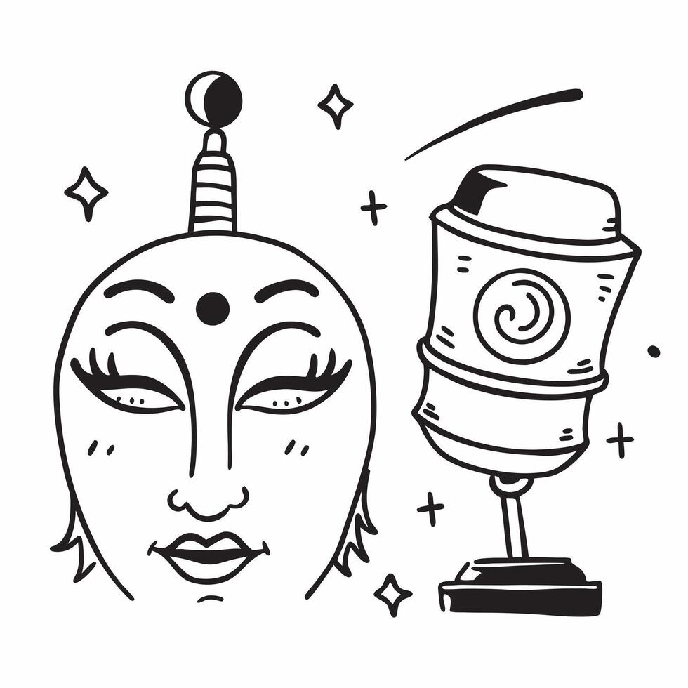 Clean Buddha face and prayer wheel icon with copy space for social media posts concept as An illustrative Buddha face and prayer wheel icon with copy space tailored for social media post vector