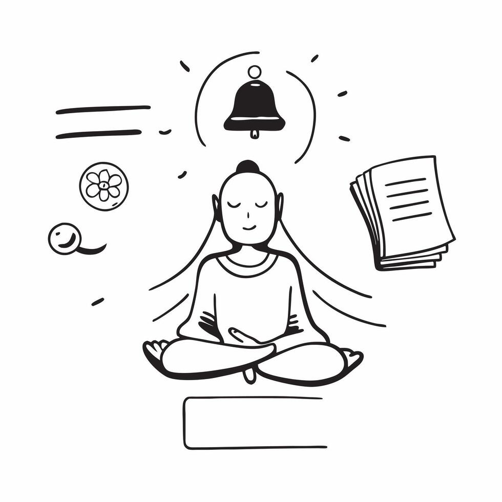Clean Buddha and meditation bell icon with copy space for spiritual presentations concept as A visually appealing Buddha and meditation bell icon with copy space designed to enhance spir vector
