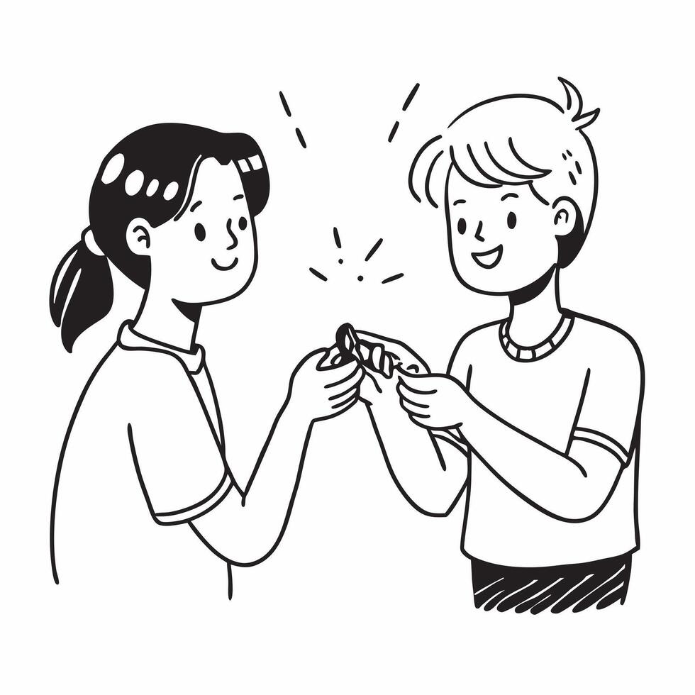 Clean Brother Tying Rakhi and Sister with Diyas concept as A brother tying a Rakhi on his wrist while the sister holds Diyas with ample copy space symbolizing the light and rituals of Ra vector