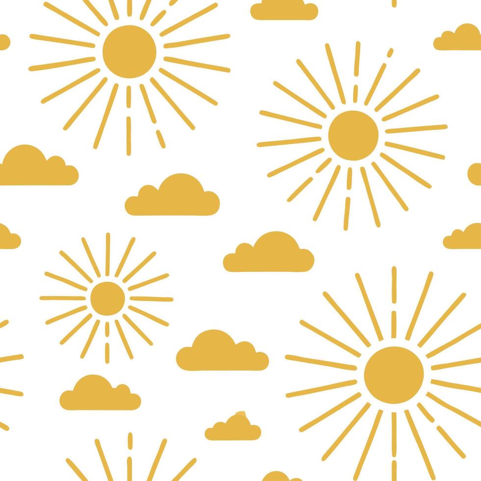 Clean Bright golden sunlight seamless tile pattern with rays filtering through light clouds for a soft spring effect concept as Rays of bright golden sunlight filter through soft clouds vector