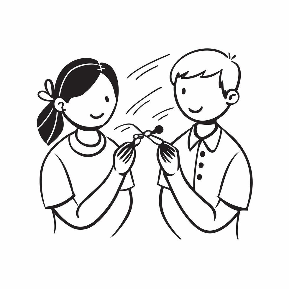 Clean Brother and Sister Silhouette concept as Silhouettes of a brother and sister with a Rakhi bracelet and ample copy space representing the sibling bond during Raksha Bandhan in Phot vector