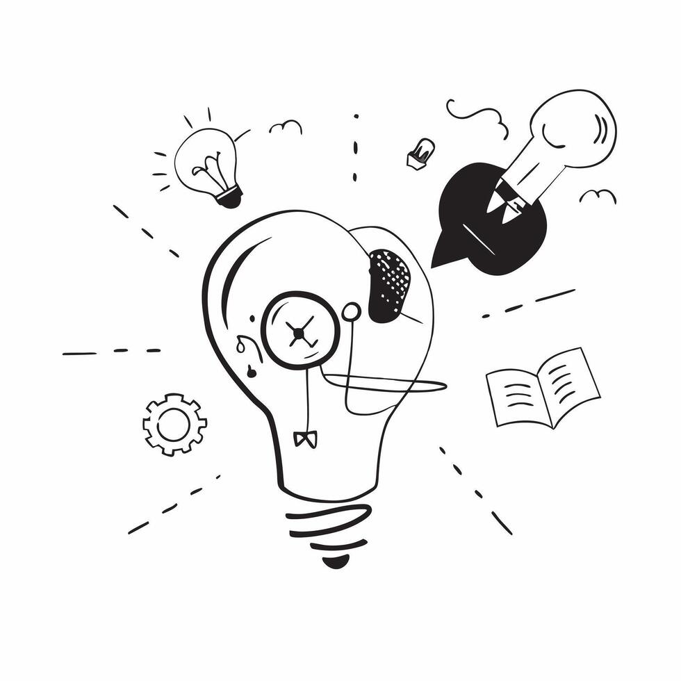Clean Brain and Thought Icons concept as A brain with various thought icons and ample copy space representing diverse thinking processes in Photo Stock Concept vector