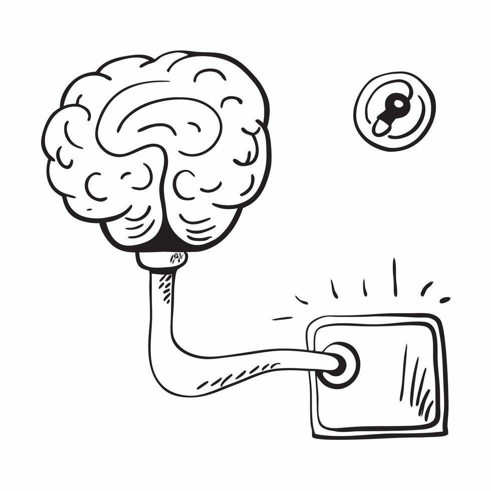 Clean Brain and Light Switch concept as A brain with a light switch and ample copy space representing decision making and insight in Photo Stock Concept vector