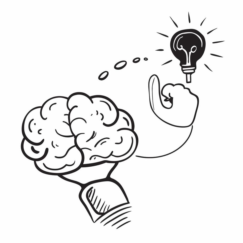 Clean Brain and Idea Symbol concept as A brain with an idea symbol and ample copy space representing creativity and inspiration in Photo Stock Concept vector