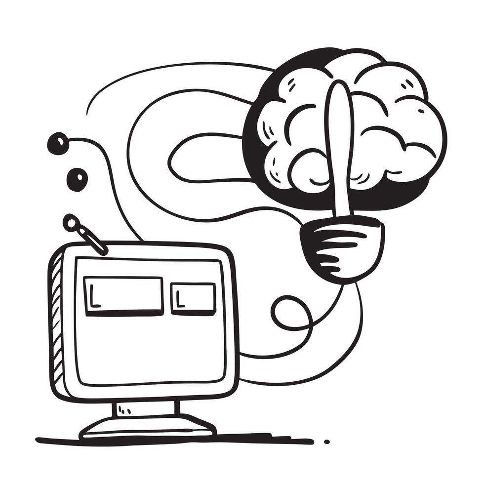 Clean Brain and Headphones concept as A brain with headphones and ample copy space symbolizing listening and auditory thinking in Photo Stock Concept vector