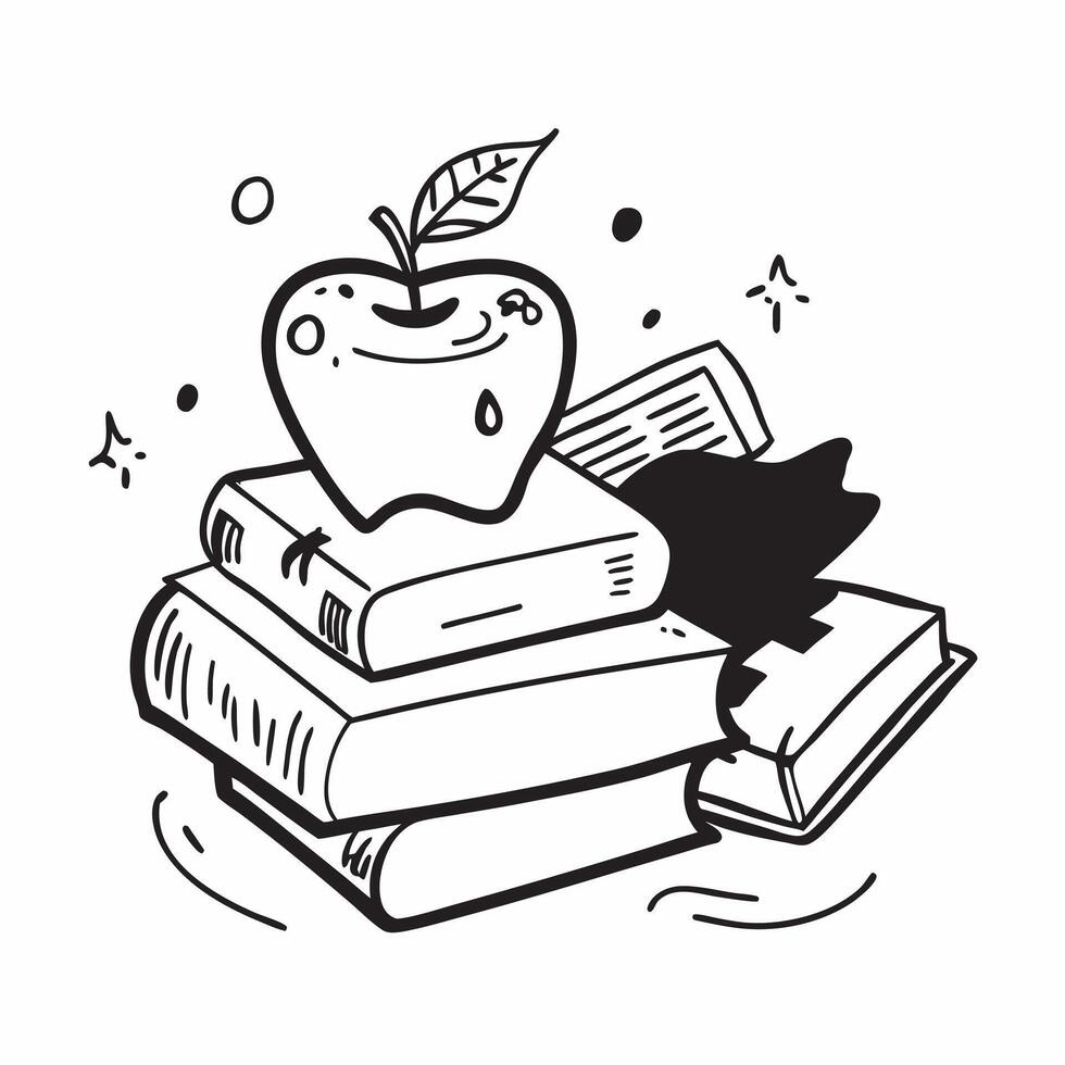 Clean Books and apple with copy space for educational materials concept as An artistic rendering of books and an apple with generous copy space suitable for showcasing educational conten vector