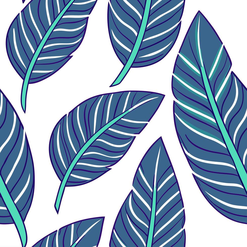 Clean Bold summer leaves seamless tile pattern with giant tropical leaves and bright hues for vibrant interiors concept as Giant tropical leaves and bright hues arranged seamlessly to cr vector