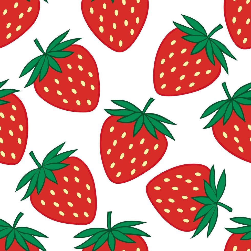 Clean Bold strawberry seamless tile pattern with red berries green leaves and a sweet summer vibe concept as Red strawberries with green leaves create a bold sweet seamless tile pattern vector