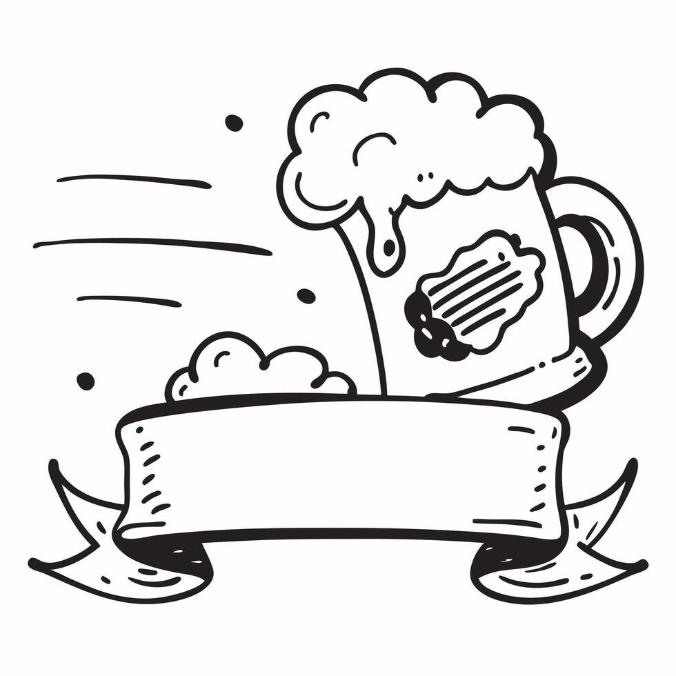 Clean Beer mug and a pretzel symbolizing classic pub snacks with ample space for text concept as A frothy beer mug and a pretzel representing classic pub snacks and beverages with blank vector
