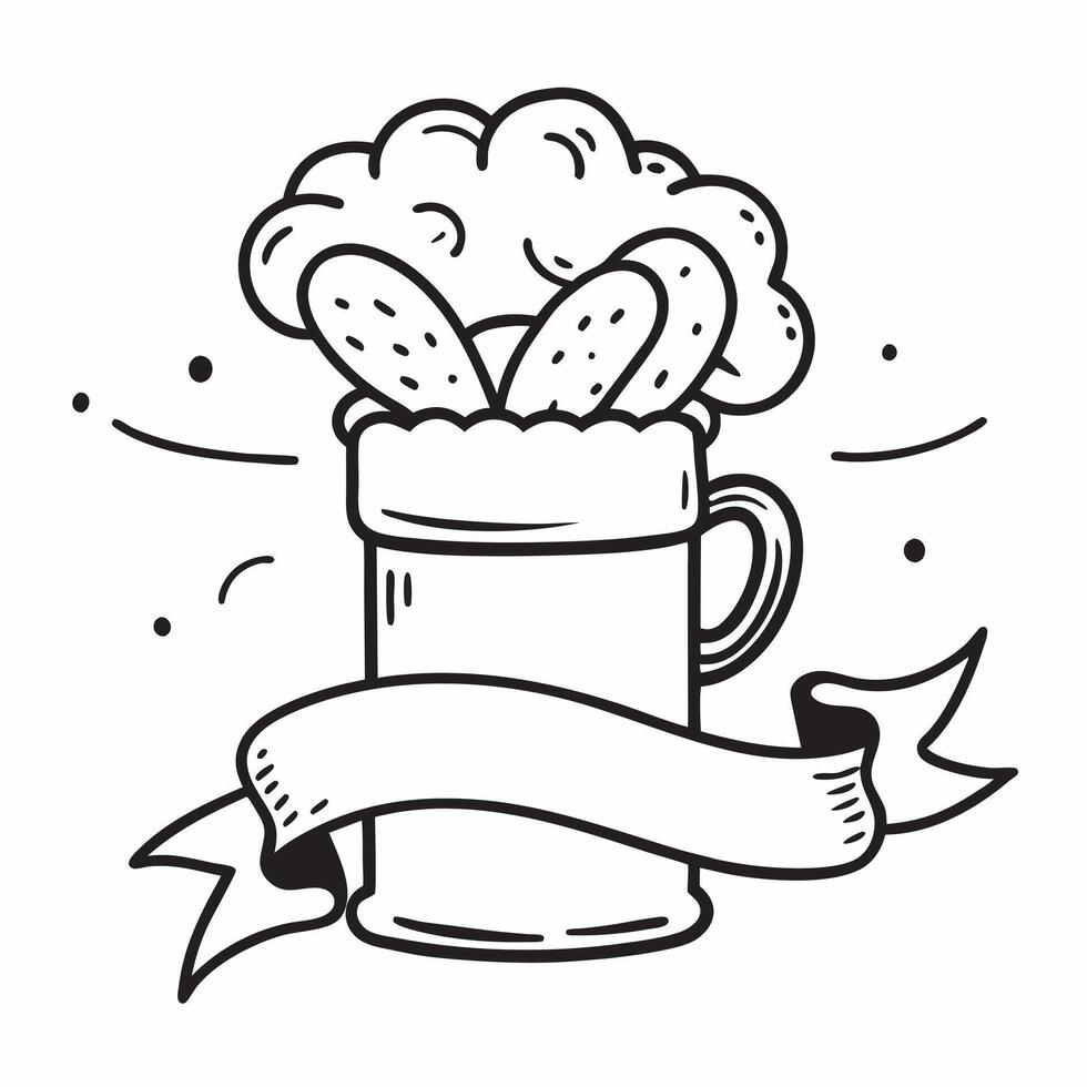 Clean Beer Mug and Sausages concept as A frothy beer mug with sausages and ample copy space symbolizing the iconic drinks and food of Oktoberfest in Photo Stock Concept vector
