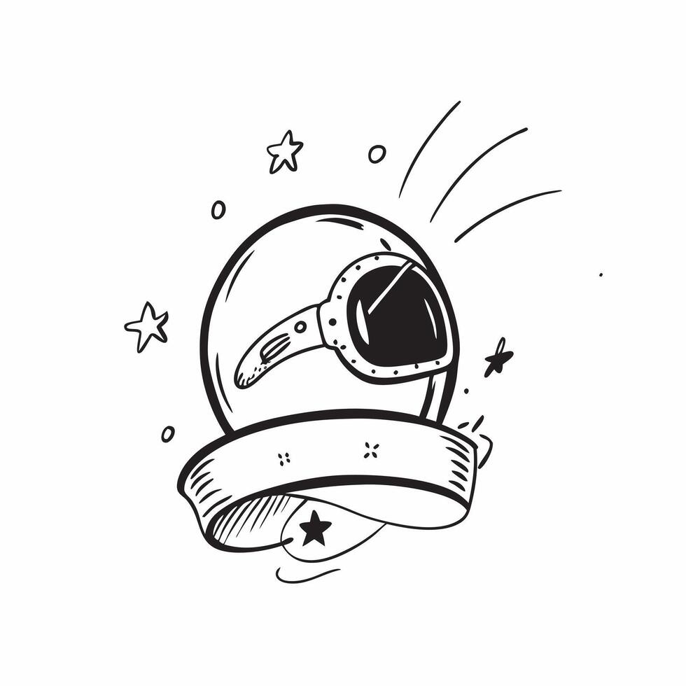 Clean Astronaut Helmet and Stars concept as Astronaut helmet with stars and ample copy space representing the exploration and adventure of space travel in Photo Stock Concept vector
