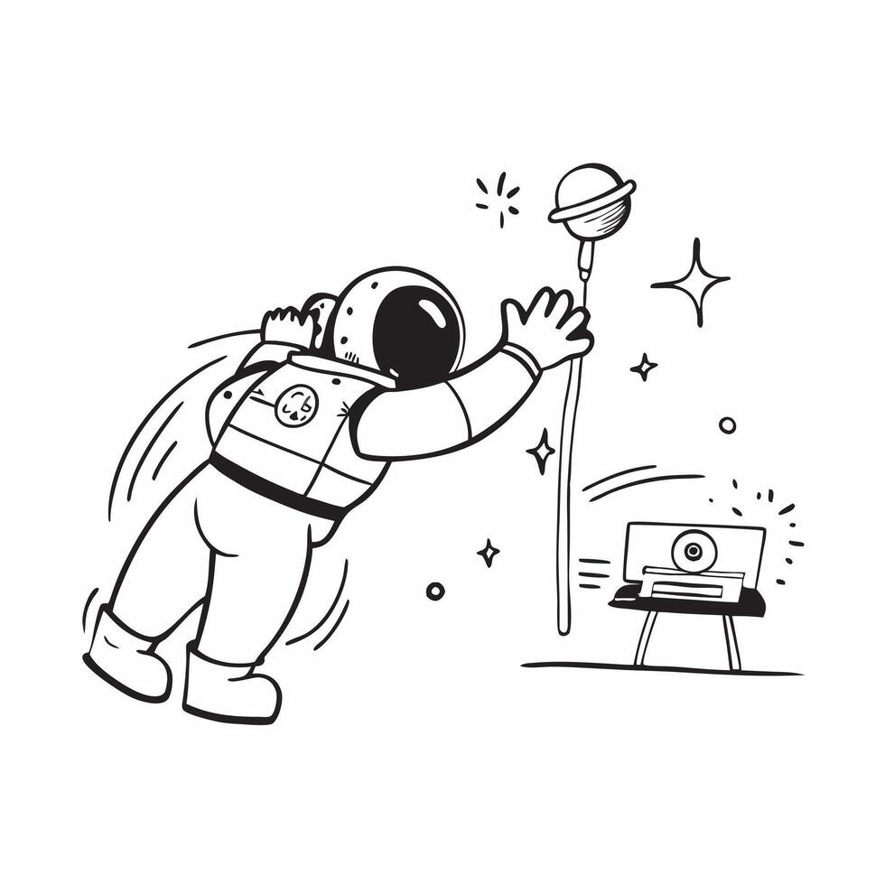 Clean Astronaut and Spacewalk concept as Astronaut performing a spacewalk with ample copy space representing human exploration and activity in space in Photo Stock Concept vector
