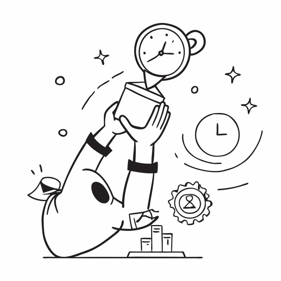 Clean Athlete with a trophy and a stopwatch symbolizing dreams of sports success with room for writing concept as An athlete holding a trophy and a stopwatch representing dreams of spor vector