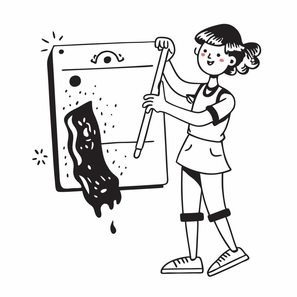 Clean Artist with a paintbrush and a canvas illustrating creativity and art with space for writing concept as An artist holding a paintbrush and a blank canvas demonstrating creativity vector