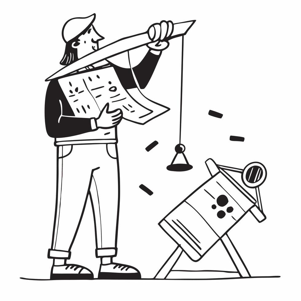 Clean Architect with a blueprint and a scale model symbolizing planning and building with blank space concept as An architect holding a blueprint and a scale model representing planning vector