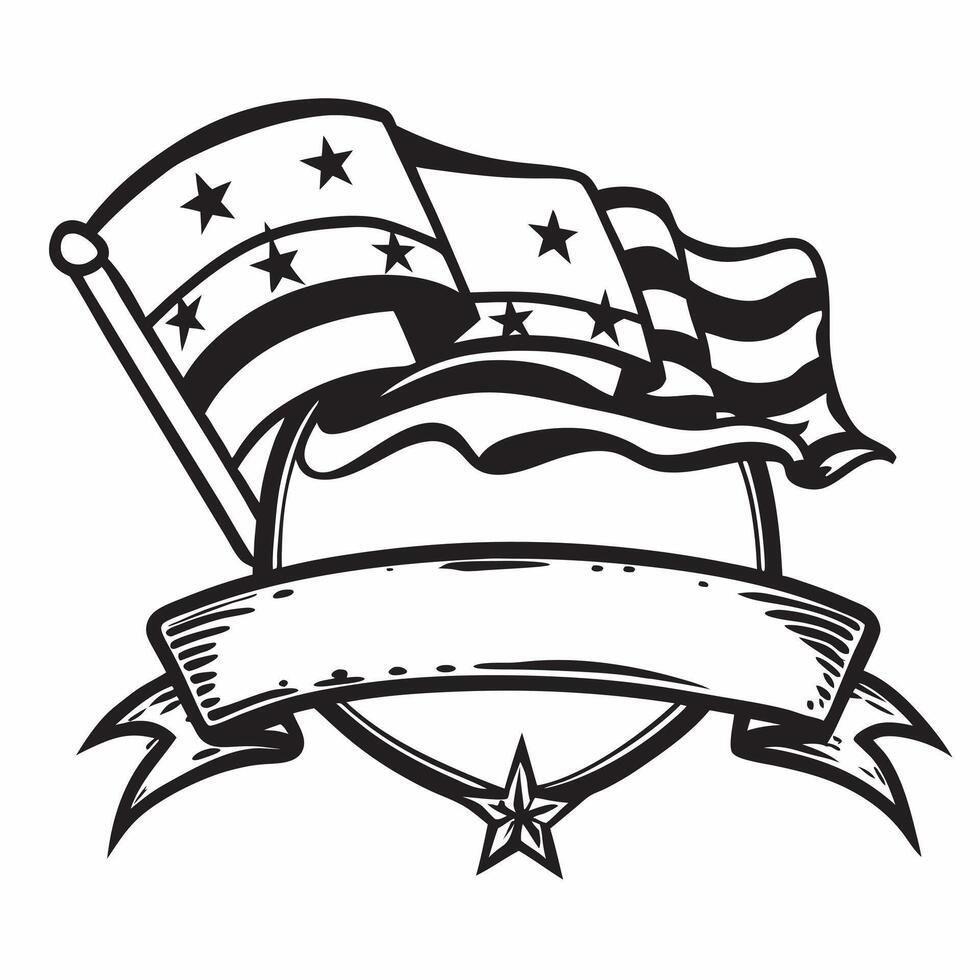 Clean American flag and a vintage car symbolizing classic Americana with ample space for text concept as An American flag draped over a vintage car representing the classic Americana an vector