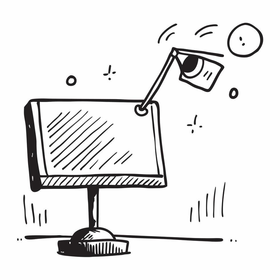 Clean Adjustable monitor stand and a blue light filter symbolizing screen ergonomics and eye health with ample space for text concept as An adjustable monitor stand and a blue light fil vector