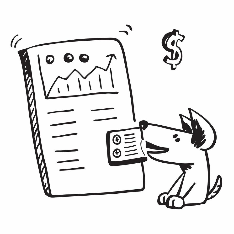 Clean A dog and a budget chart symbolizing budget planning in double exposure with copy space concept as A dog blended with a budget chart representing budget planning and financial man vector