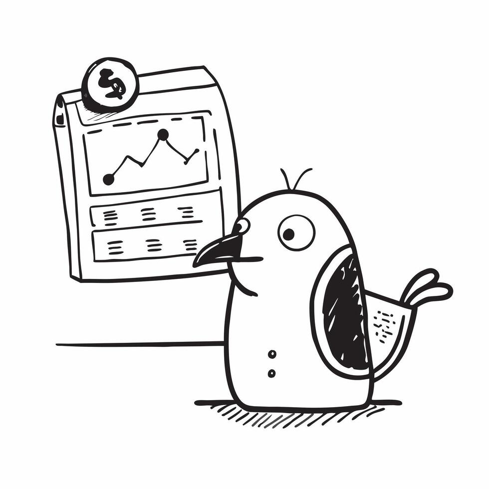 Clean A penguin and a savings graph symbolizing monitored savings in double exposure with copy space concept as A penguin blended with a savings graph representing monitored savings and vector