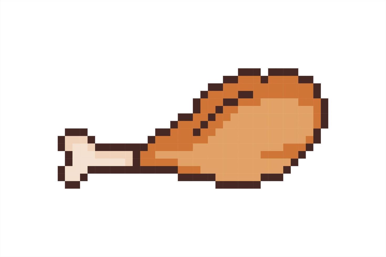 Pixel art of fried chicken. Drumstick chicken pixel. vector