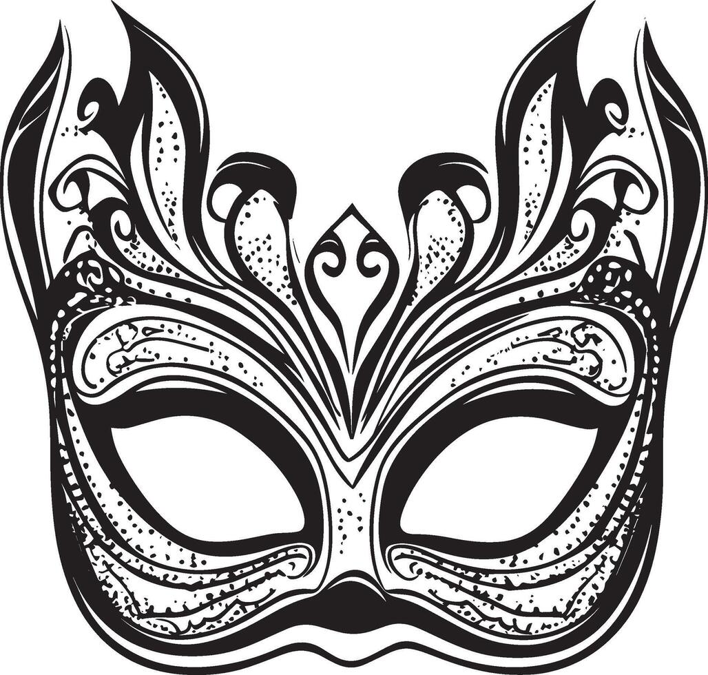 Black illustration of a Mardi Gras mask outline vector
