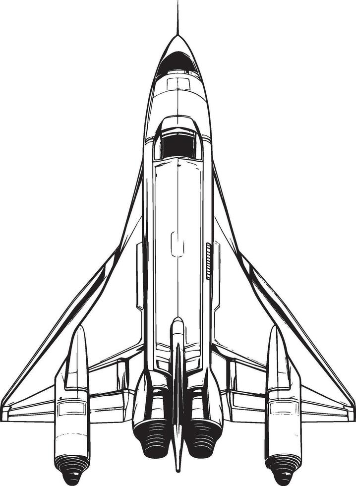 Rocket outline black illustration vector
